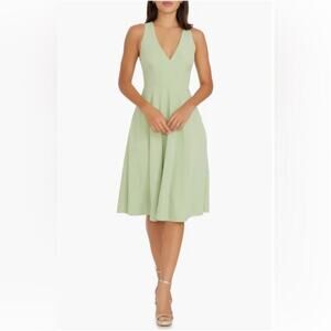 Dress the Population Catalina Dress Light Mint Sage Green Midi Sleeveless Large